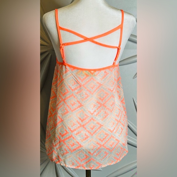 Princess Vera Wang SZM orange/gray sheer spaghetti adjustable strap top bust 34” - Picture 2 of 2